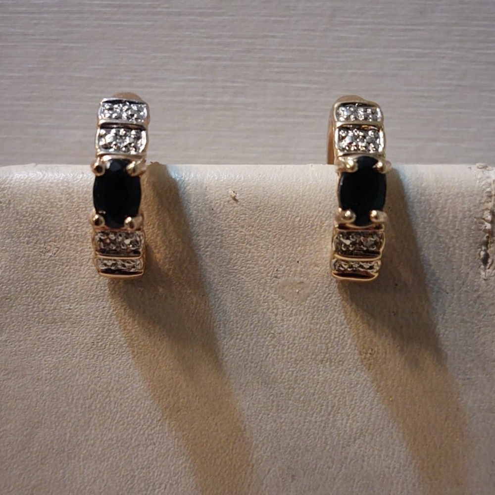 Sapphires with Diamonds Vermeil Fashion Earrings